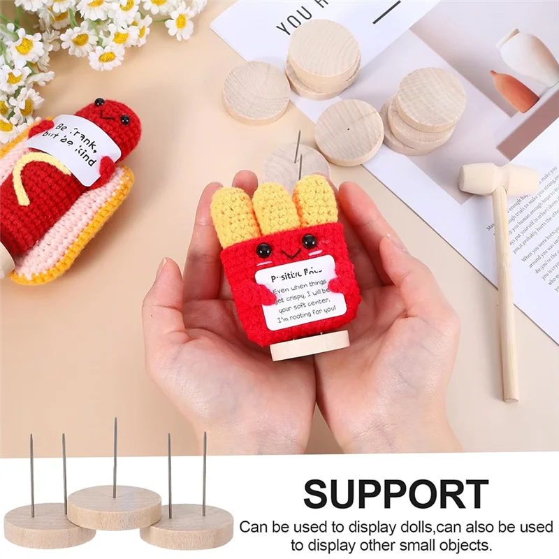 A05G-かぎ針編み人形スタンド木製人形スタンドポジティブかぎ針編み動物用、フィギュア人形ベースサポート用スタンドベース