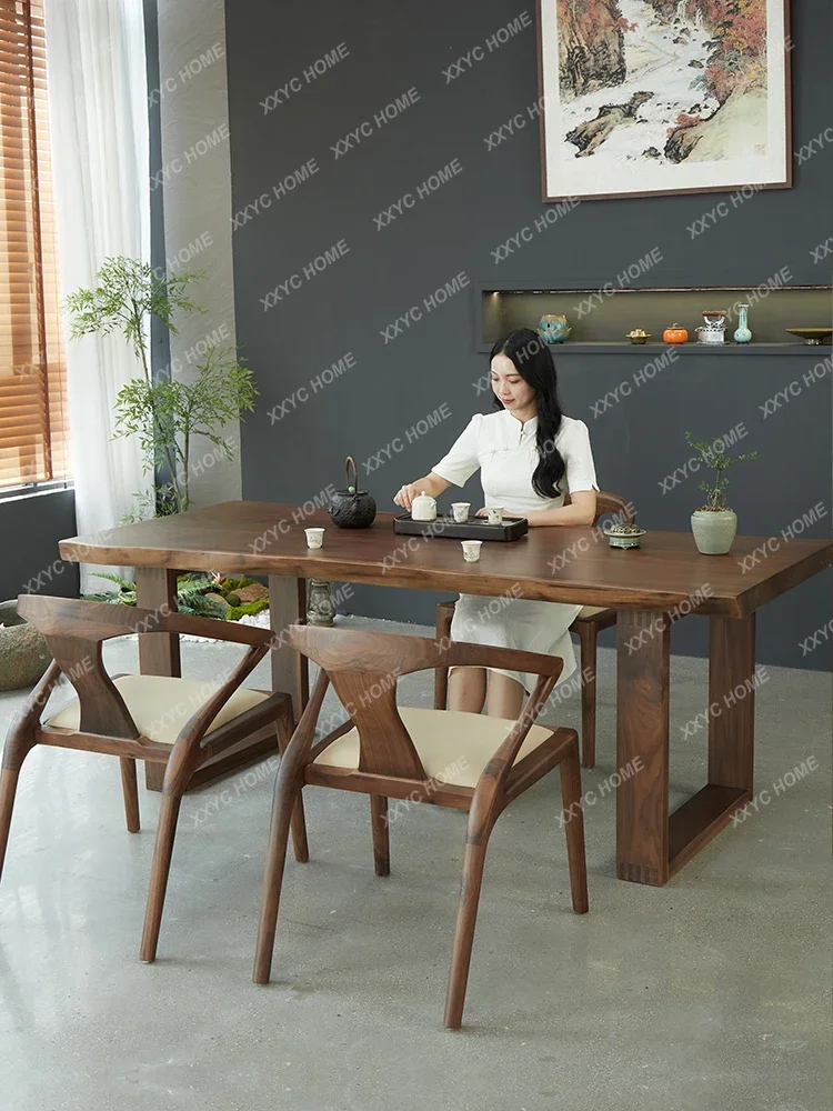 Whole Board Tea Table Solid Wood Bubble Tea e Chair Tea Table Kung Fu Balcony Coffee Table