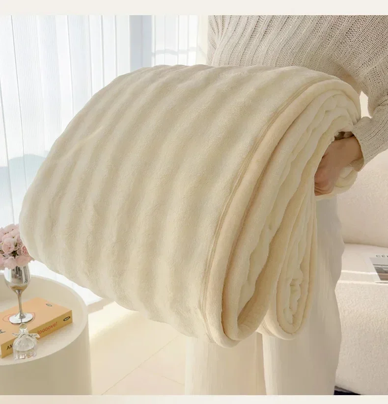 Einfarbige Flanell-Kaninchenfell-Decke, Nickerchen-Decke, Weiche Sofadecke, Korallenfleece-Überwurf für Schlafzimmer, Herstellergroßhandel – Detail 10
