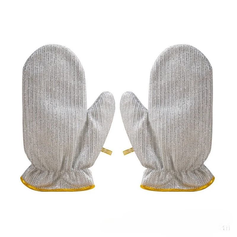 قفازات فضية - سلكية لغسل الأطباق، مقاومة للحرارة والحرارية - فولاذ معزول - قفازات سلكية، مقالي تنظيف الأطباق #5