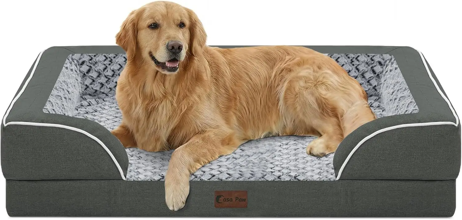 

Orthopedic XL Dog Bed 42x30in, Waterproof Memory Foam with Sides, Non-Slip, Removable Washable Cover - Dark Grey