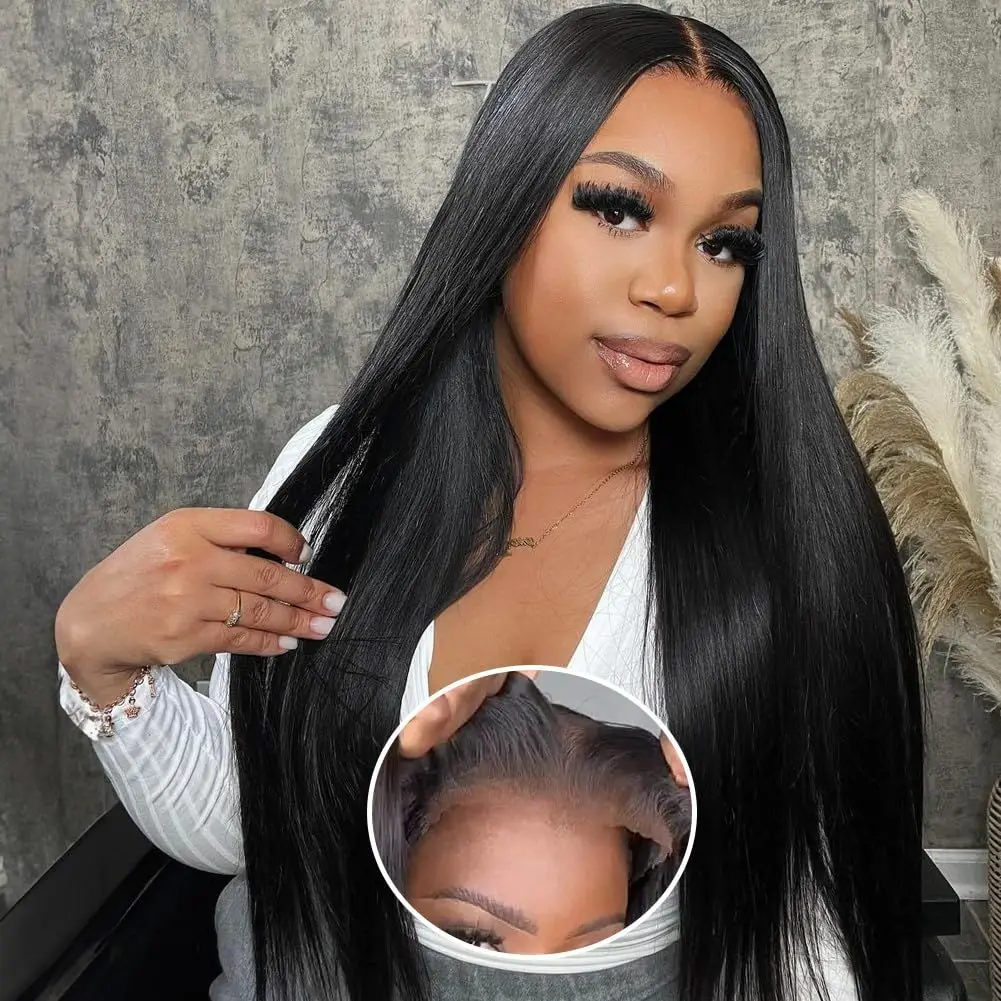 

Готовые к носке парики 4x4 Lace Front из натуральных человеческих волос, без клея, с предварительно выщипанными прядями, плотность 180%, для женщин, бразильский натуральный цвет