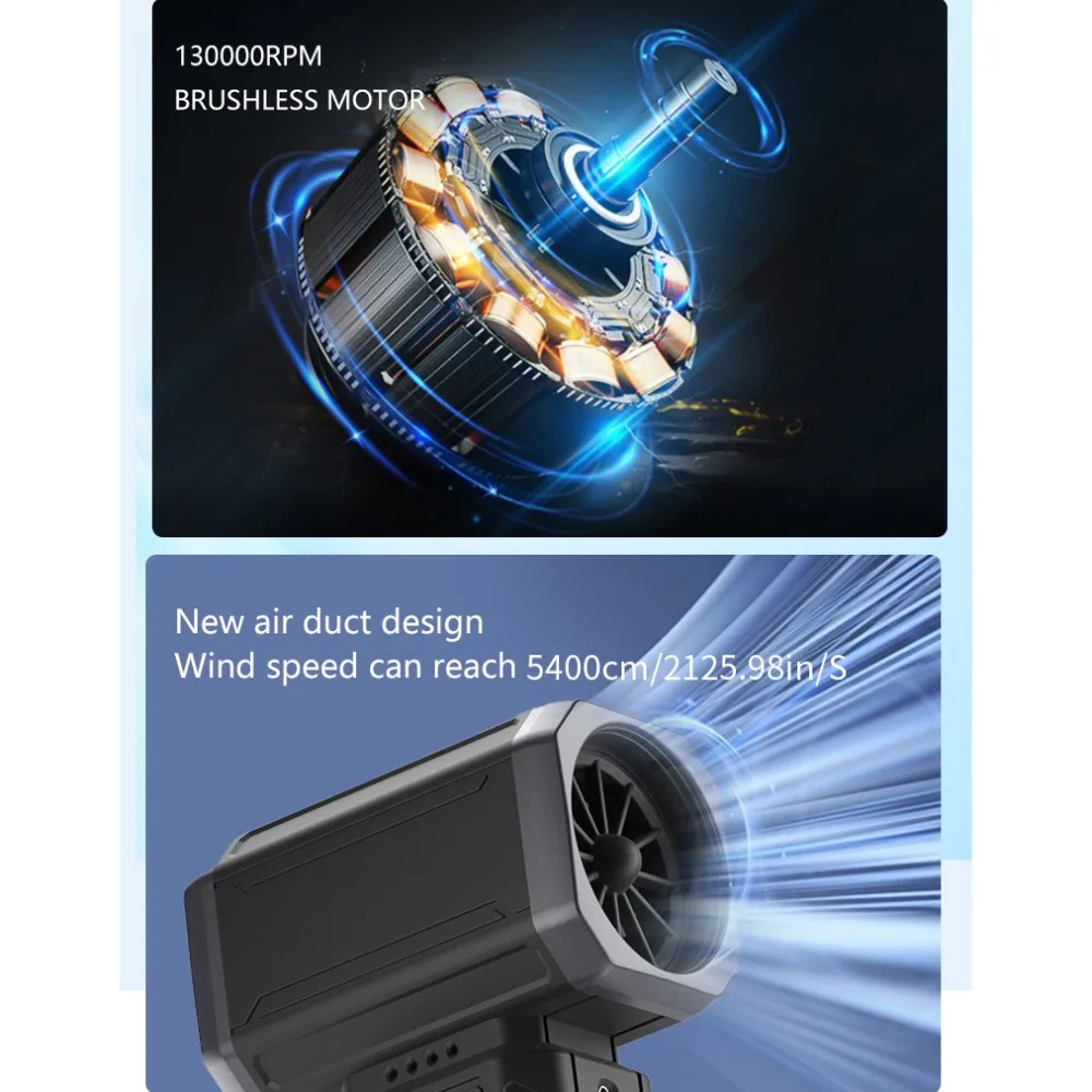 Powerful Violent Fan 130000RPM Air Blower Vacuum Dust Cleaner Type-C Fast Charging Strong Winds Brushless Turbo Jet Blower