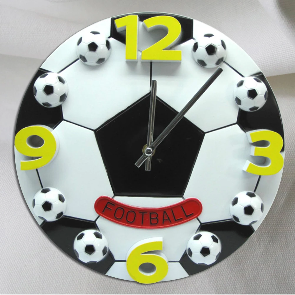 

12 Inch Creative Football Soccer Shaped Silent No-ticking Wall Clock for Living Room Children Bedroom