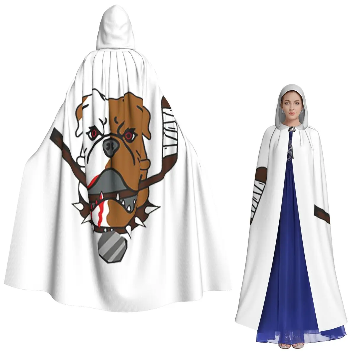 SHORESY Sudbury Bulldogs 로고 긴 후드 망토 마녀 중세 의상 코스프레 케이프 할로윈 파티 성인 유니섹스