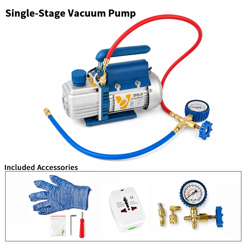 AC Vacuum Pump Rotary Vane Single Stage Oil 3.6m3/h 2Pa 150W 220V HVAC Refrigeration Air Conditioning Repair Tool VALUE FY-1H-N
