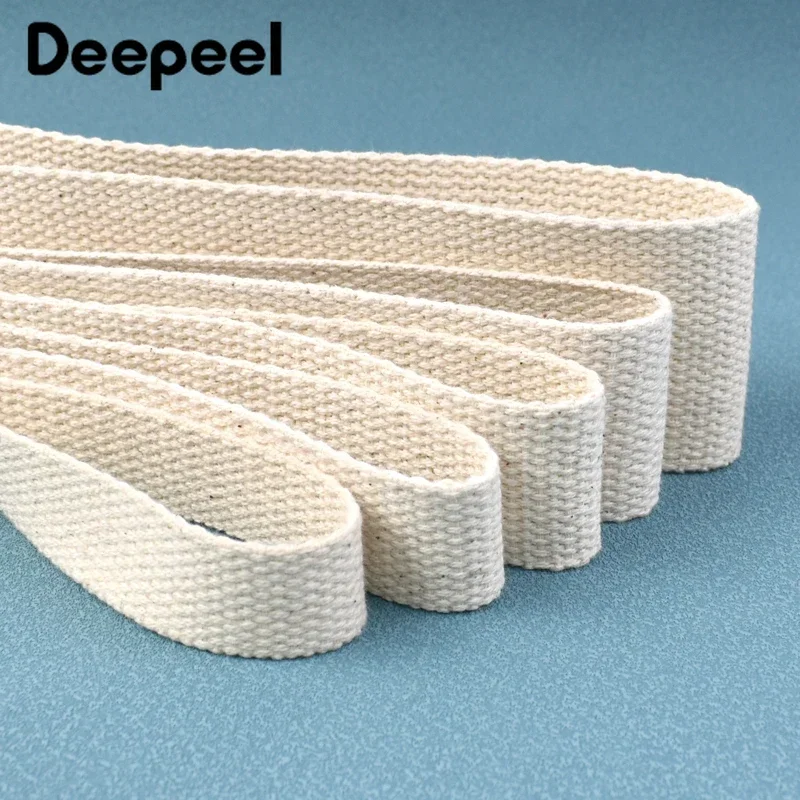 4M 10-50mm Cotton Webbing Bag Strap Canvas Belt Backpack Sewing Tape Ribbon Garment Cottons Fabric Braid Binding Band Material