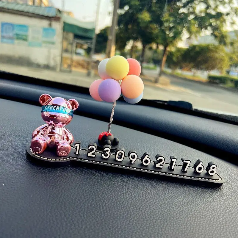 Gilded Bear Temporary Parking Number Plate High-end Car Creative Ornaments for Men Moving Car Phone Plates for Girls Cute - view 4