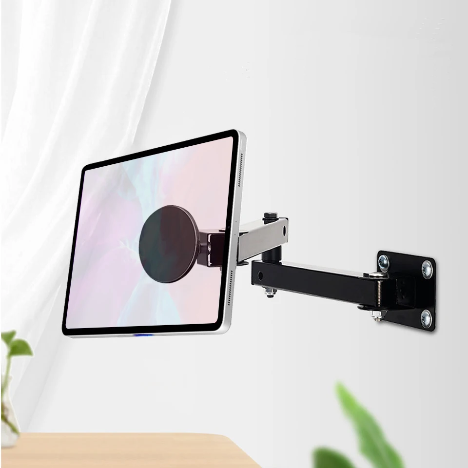 Wall Mount Magnetic Tablet Stand Long Arm Stretchable Phones Wall Holder Adjustable Metal Wall iPad Stand for iPad 4-13 inches