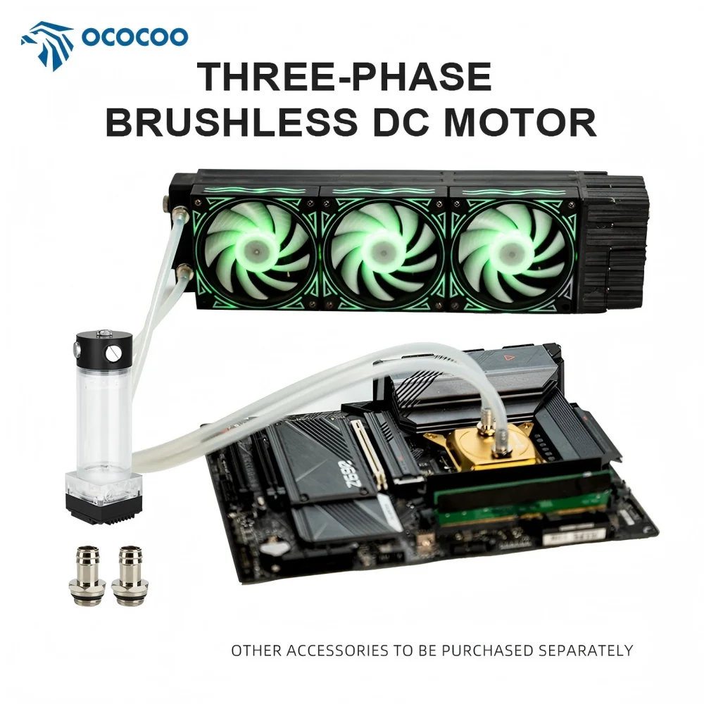 Fotografia 3: Combo de Bomba e Reservatório de Refrigeração Líquida OCOCOO para PC, DC 12V, 600L/H, Elevação de 5M, Cooler Líquido Silencioso Trifásico Sem Escovas para Computador DIY P67D