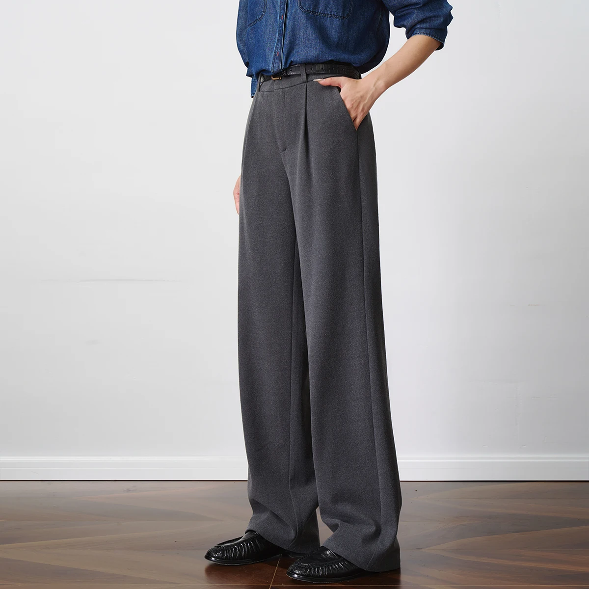 OLrain Women's Straight Pants 2025 Autumn New in Casual High-waist Pant Simple Solid Commute Long Trousers Female O57QK001261