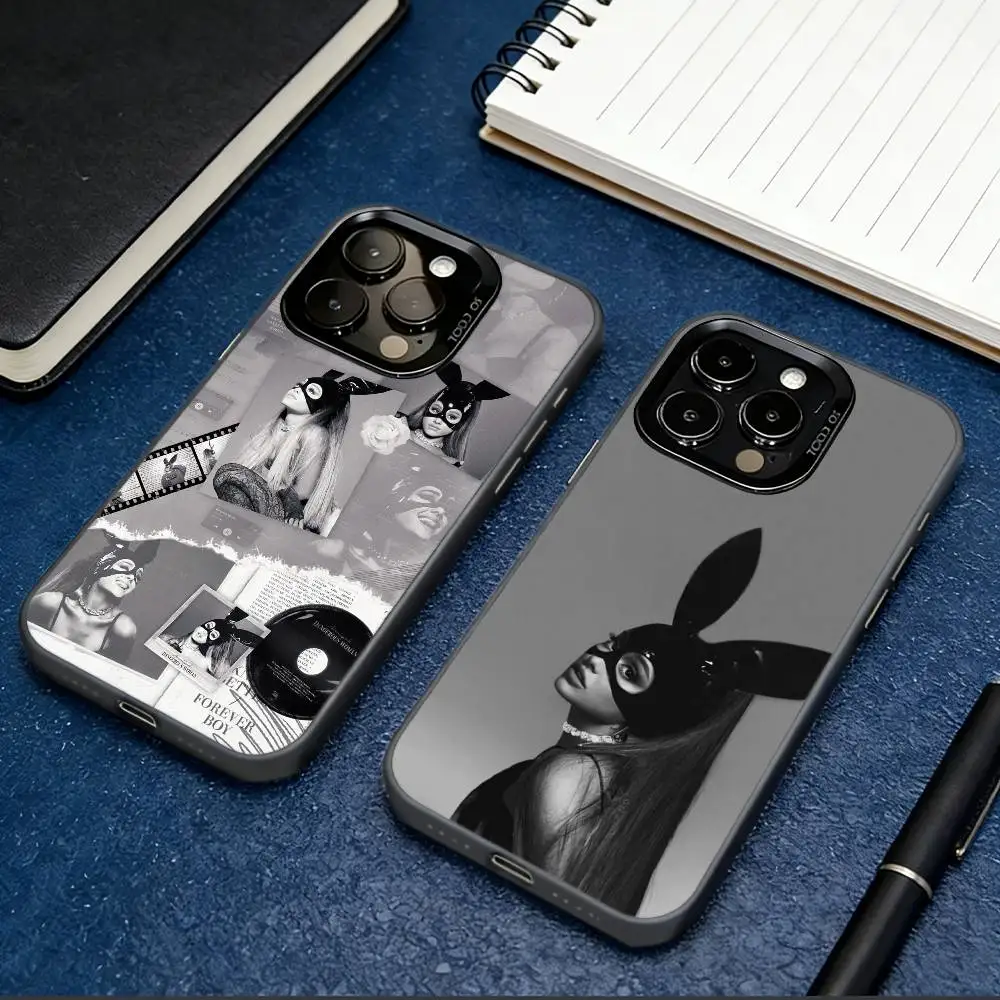 

A-Ariana G-Grande Singer Phone Case For iPhone 17,16,15,14,13,12,11 Plus,Pro Max,XS,Colorful Silver Black Cover
