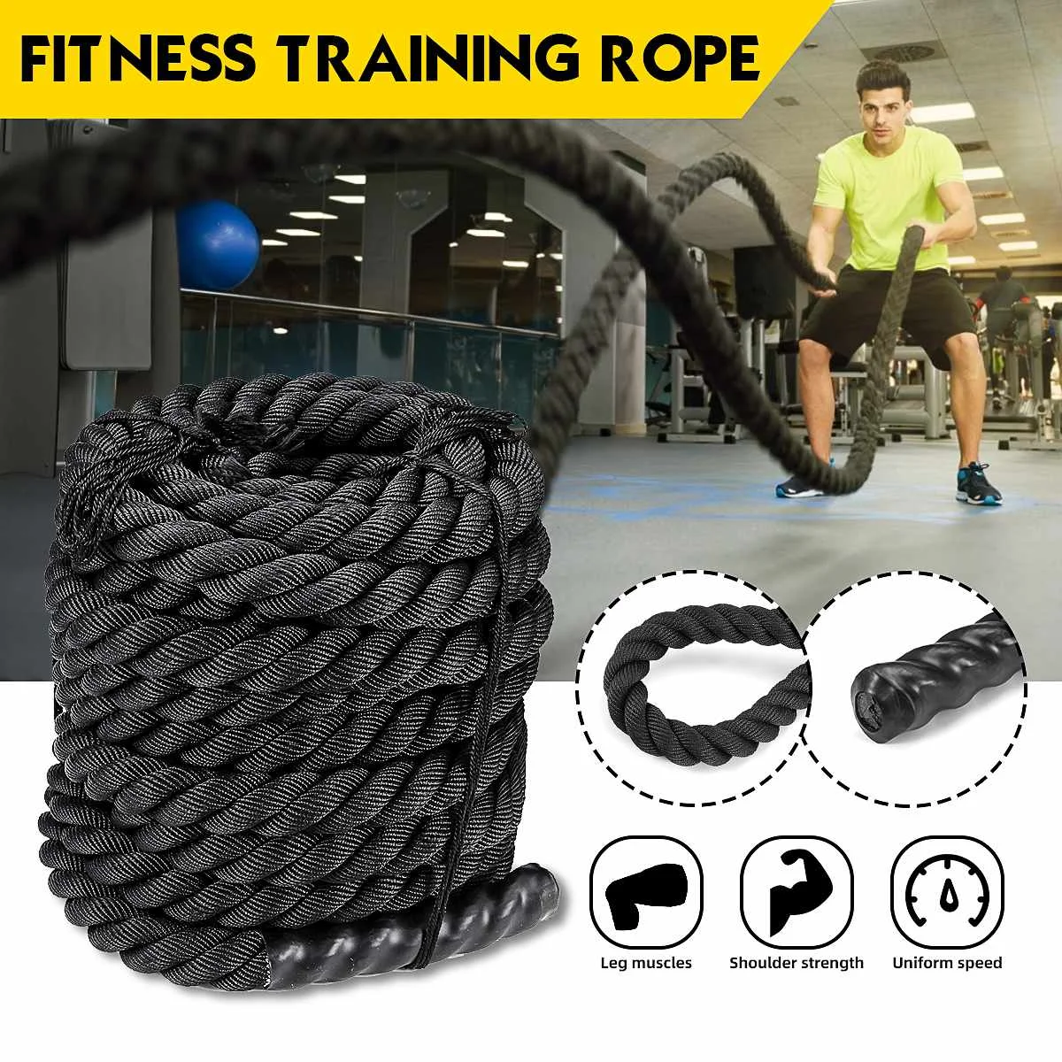 

38mm 9m 12m 15m Battle Power Ropes Strength Muscle Training Fitness Gym Full Body Workout Fighting Climbing Ropes For Men Women