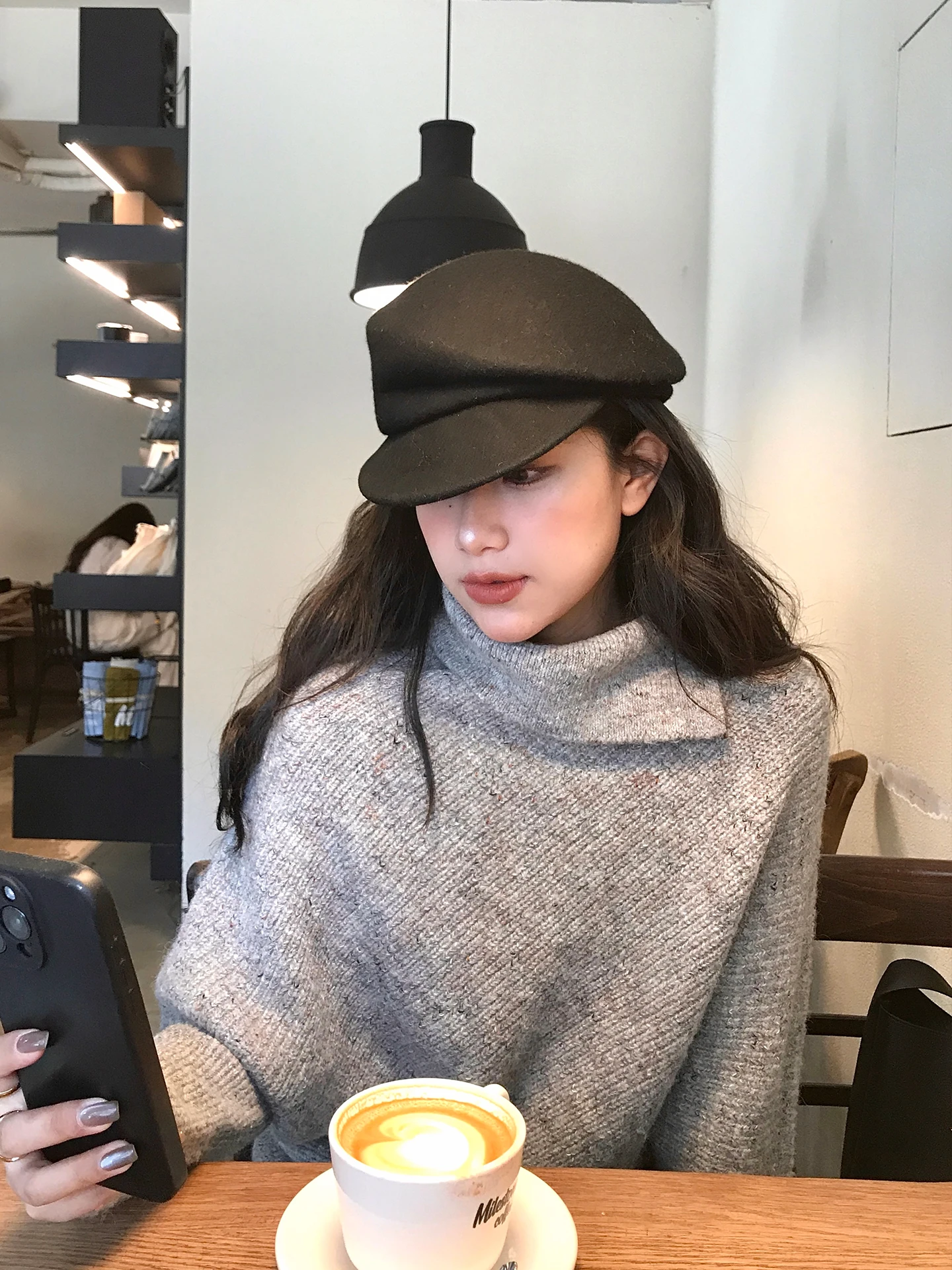 

DaqianwithU Women's Batwing Sve Sweater Asymmetrical Mixed Yarn Slant Weave Design Casual Comfortable Warm Knitwear