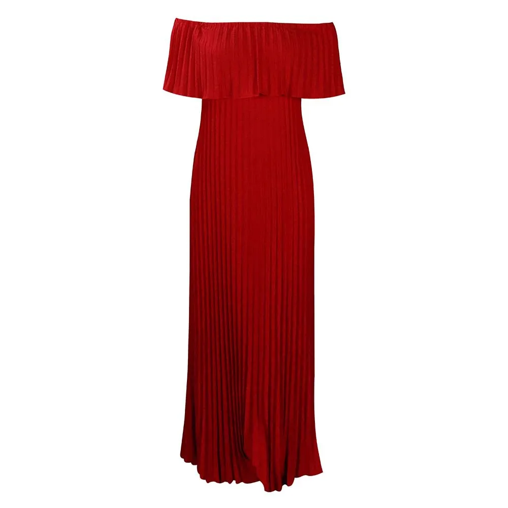 Summer Chic Sexy Holiday Long Dress Elegant Solid Off Shoulder pleated long gowns Women Floor Length Beach Evening Party Dress