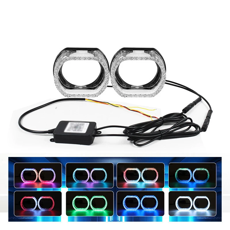 

2 шт., 3 дюйма, хрустальные ангельские глаза, маска, светодиодные кольца Halo для биксеноновых светодиодных линз проектора, фара DRL, автомобильные аксессуары, модернизация, сделай сам