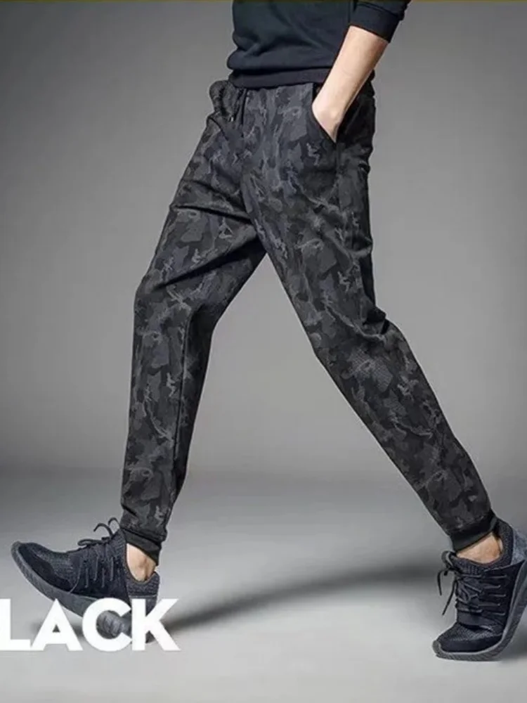 2026 new Running Sweatpants Men Camouflage Elasticity Cargo Pants Drawstring Multi Pockets Bottoms Casual Jogger Trousers