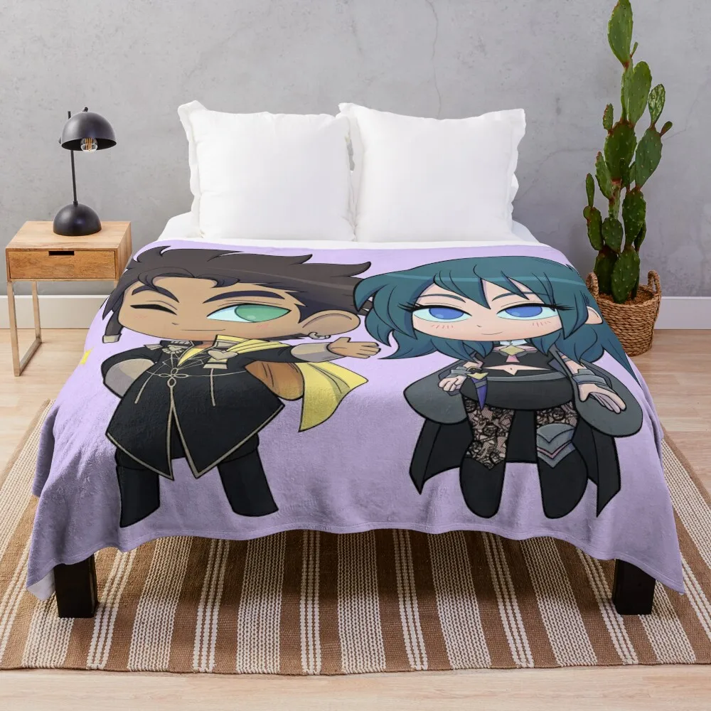 

Byleth (F!Byleth) and Claude - Fire Emblem Three Houses - Chibi Cuties Throw Blanket Blankets For Baby Stuffed Blankets