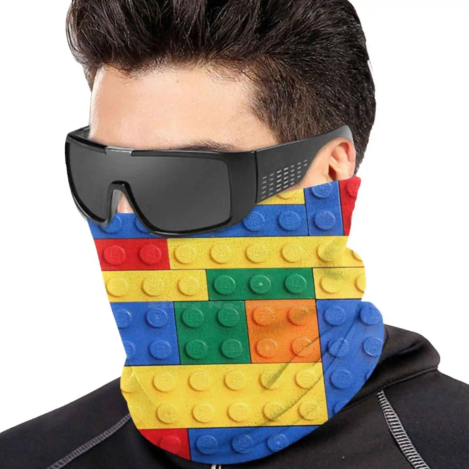 Colorful Bricks Design Knitted Hat Warm Beanie Outdoor Caps Bricks Variety Toy Blue Red Yellow Green Pattern Lines Geometry