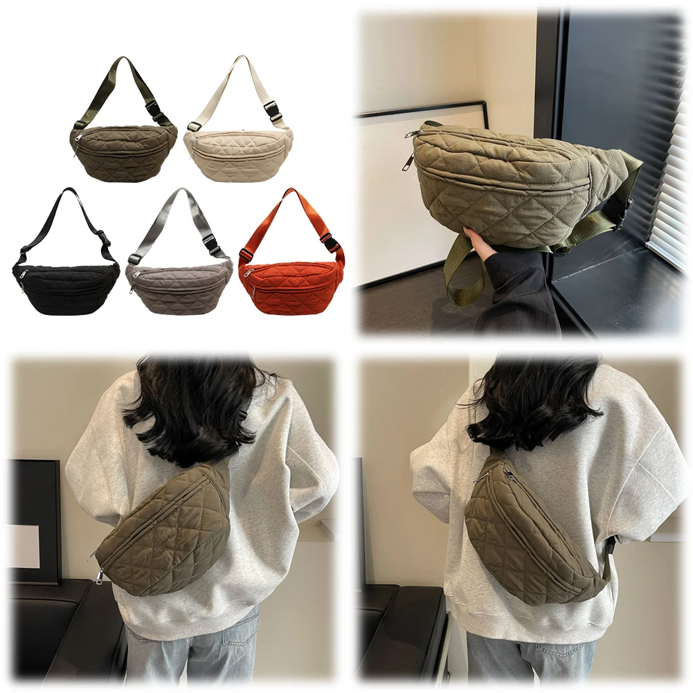 

Quilted Waist Bag Stylish Waist Pack Adjustable Strap Vintage Belt Bag Large Capacity Crossbody Sling Bag Outdoor Travel Bag