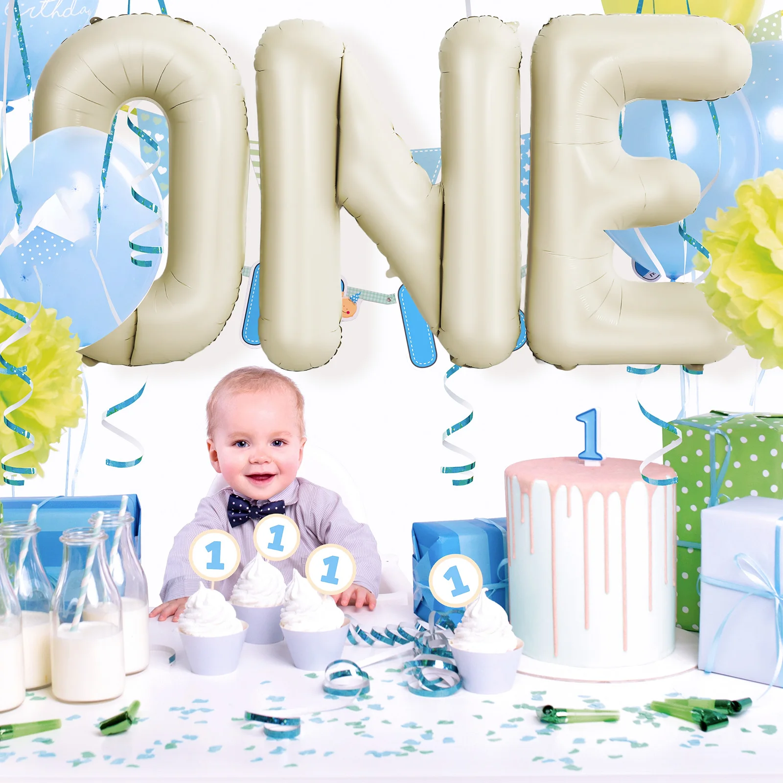 

One Balloon Large Letter Balloons Aluminum Foil 40 Inch First Birthday Party Decoration Supplies One Balloon Word Balloons