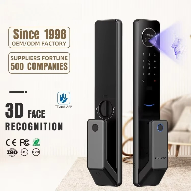 

Locstar High Quality TTlock APP Face Recognition Fingerprint Code Card Intelligent Digital Smart Door Lock For Front Door