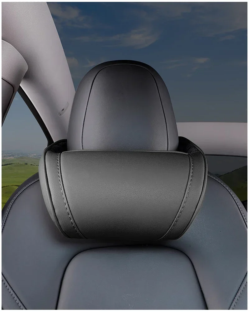 ل تسلا نموذج Y 3 X S سيارة الرقبة الوسائد كلا الجانبين 2 قطعة مسند الرأس الجلدية وسادة السيارات مقعد الرقبة الراحة رئيس وسادة داعمة