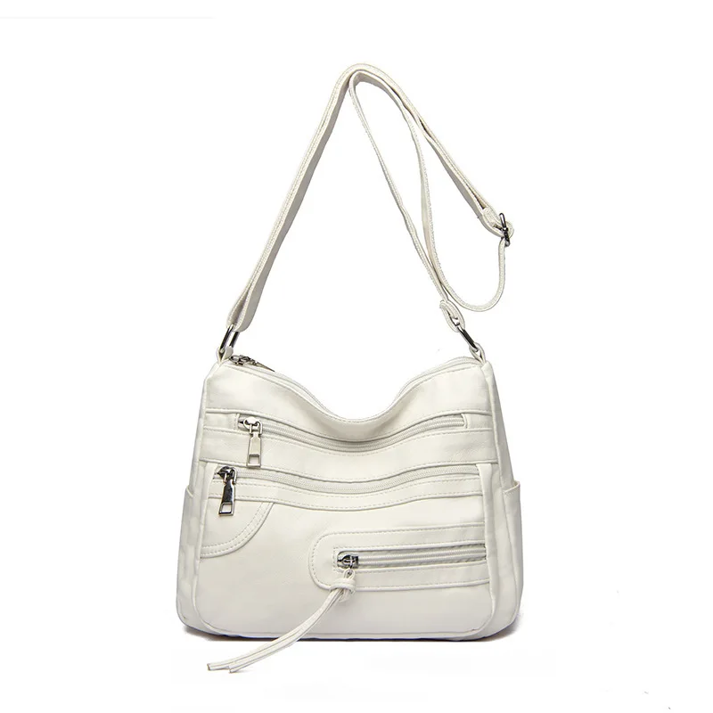 Washed leather women's bag Korean version retro shoulder bag soft leather large capacity middle-aged women's messenger bag