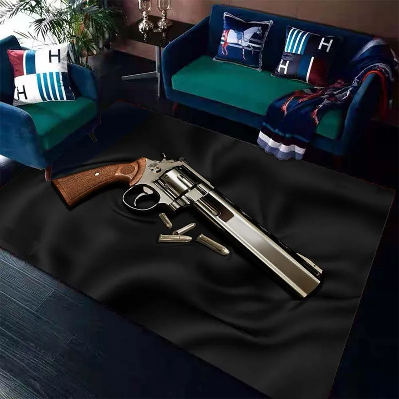 15 Sizes Gun Pistol Pattern Rug Carpets for Bedroom Living Room Sofa Mat Creative Door Mat Dressing Room Rugs Home Decor Gift