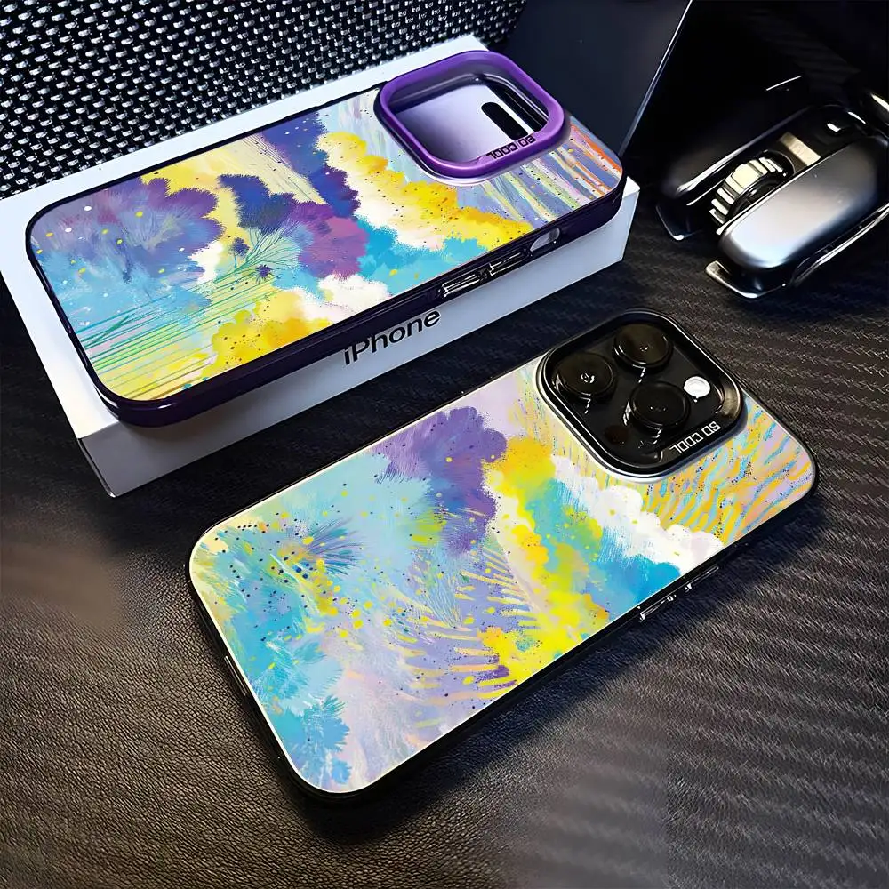 

Painting Phone Case For iPhone17,16,15,14,13,12,11 Plus,Pro Max Purple Matte Shockproof Cover