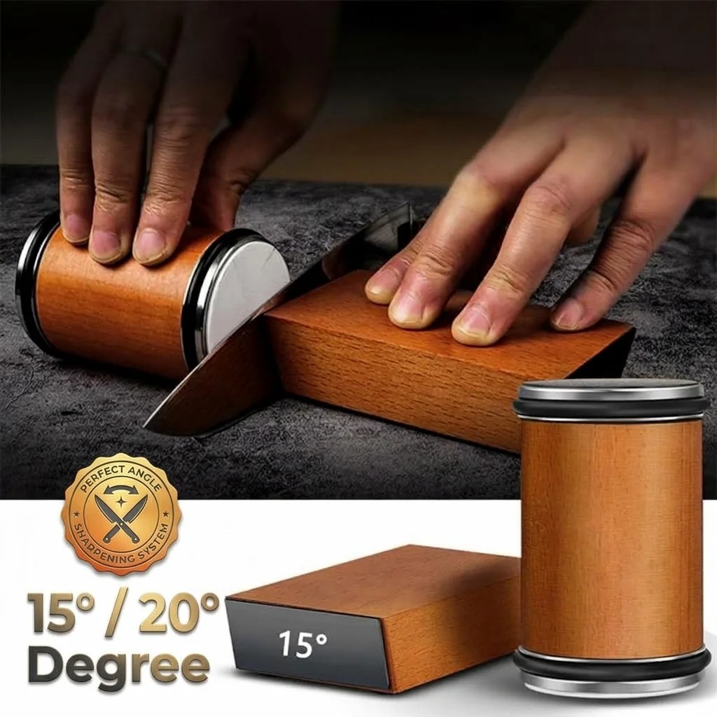 Rolling Knife Sharpener 15/20° Degree Magnetic Angle Roller Double Sided Diamond Sharpening Professional Knife Sharpening Tool