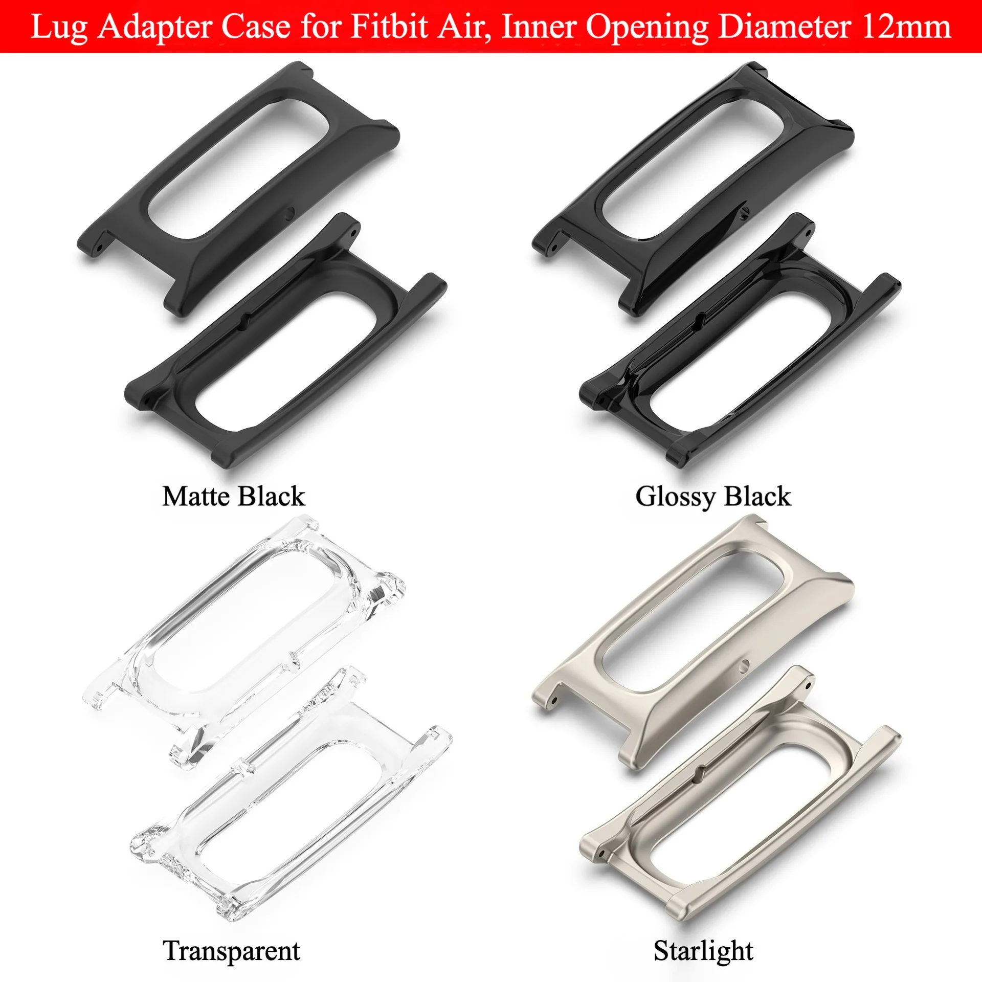 12mm Inner Lug Adapter Case for Google Fitbit Air Watch Band Strap Connector Conversion Adapter MultiColor Replacement Connect