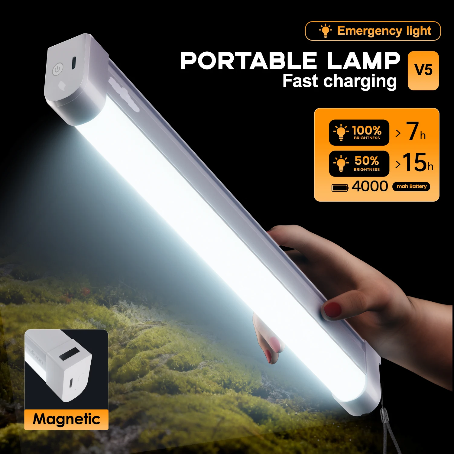 Power Outage Light - โคมไฟพกพาแบบชาร์จ USB รุ่นอัพเกรด พร้อมแบตเตอรี่ที่ใช้งานได้นาน มาพร้อมตะขอเกี่ยว ช่วยให้คุณใช้งานได้สะดวก