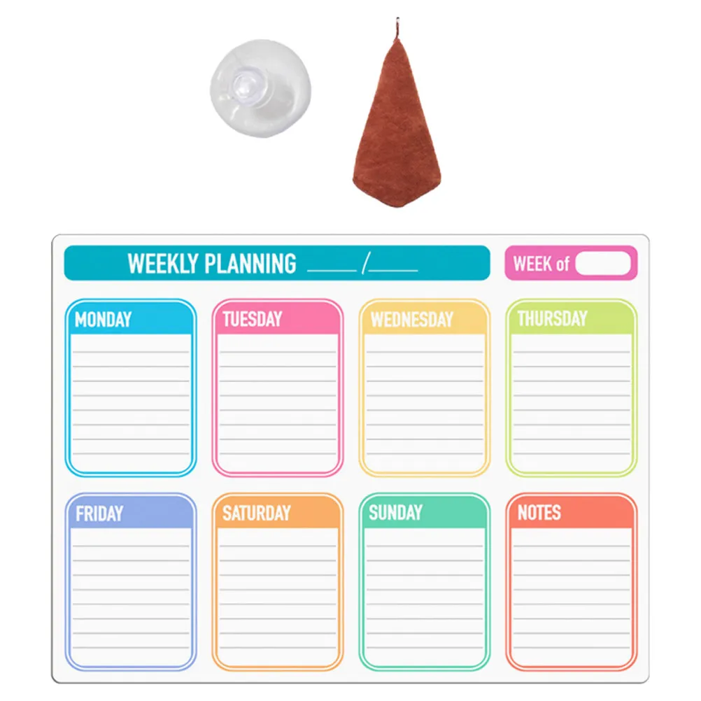 1Set Magnetic Dry Erase Fridge Planner Board Weekly Calendar Menu Board Reusable Smooth Surface Erasable Notepad Office Home