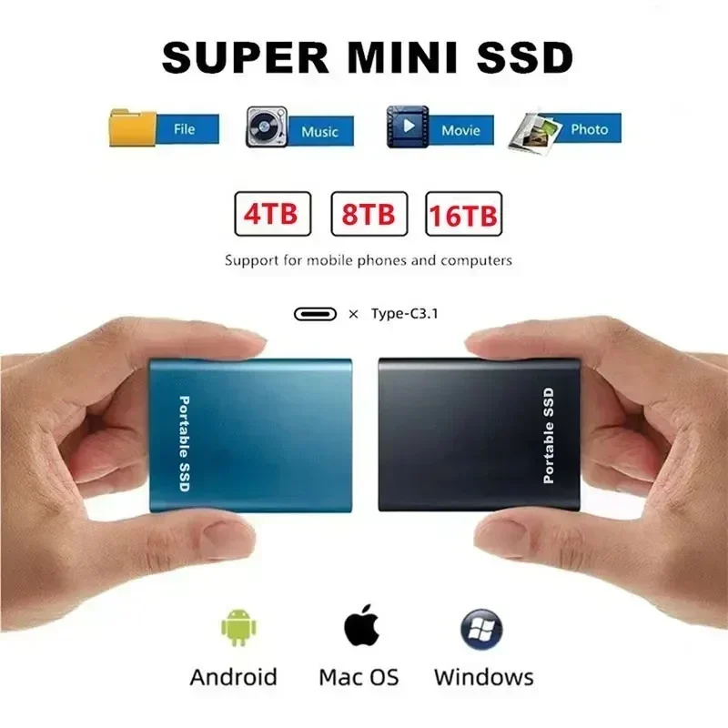 MIJIA SSD 4TB 128TB Flash disco duro externo tipo C de alta velocidad USB3.1 SSD almacenamiento disco duro HD portátil para ordenador portátil/PC