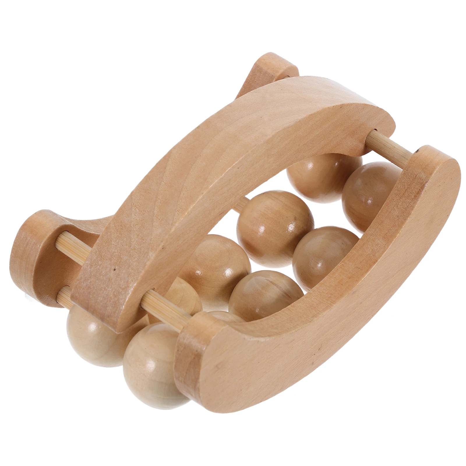 Natural Wood 10 Bead Dual Row Massage Tool for Back Shoulder Arm Use Ergonomic Design for Stress Relief and Mobility