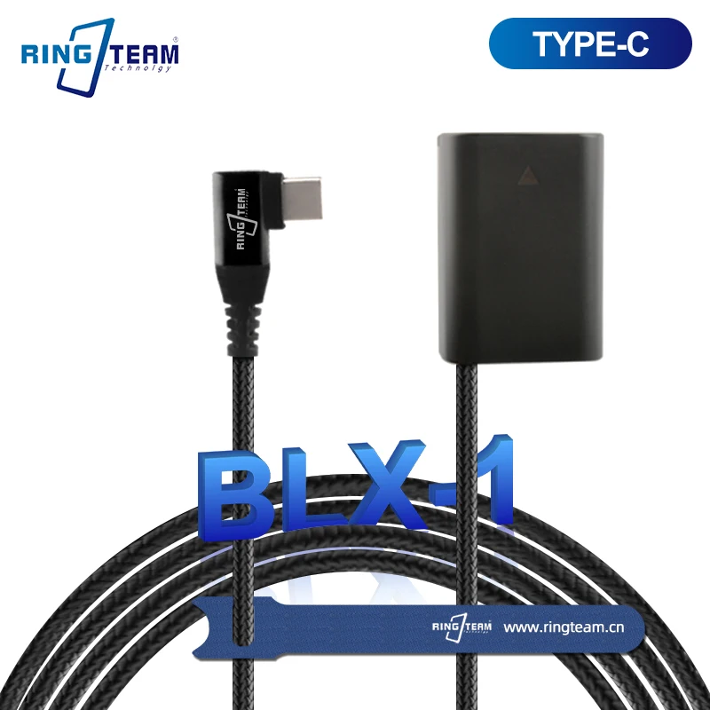 New Braided Cable BLX-1 Dummy Battery TYPE-C USB-C PD Right Angled BLX1 Coupler for Olympus OM-1 OM1 Camera