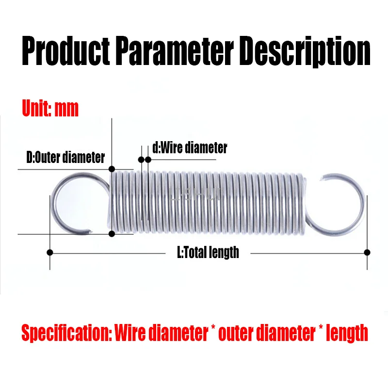 1/2PCS 1mm Wire Dia 304 Stainless Steel Open Hook Tension Spring S Hook Extension Spring Coil Pullback Spring L=70-300mm