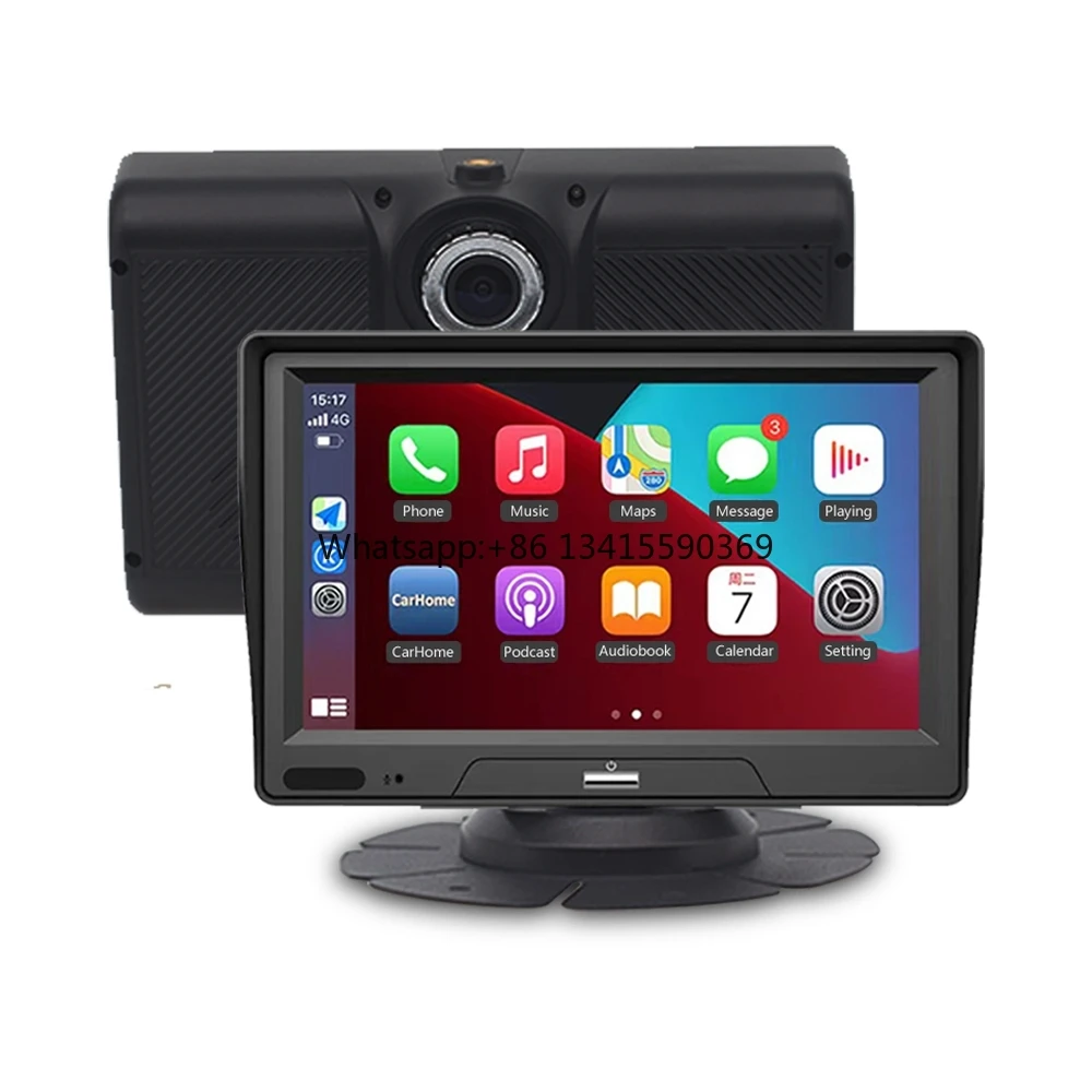 7 ''Wireless CarPlay GPS Navigation Monitor Android Auto Car Player 256G TF Card กันน้ํากล้องด้านหลังดู DVR