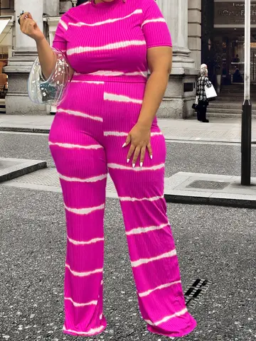 Women s Plus Size Floral Print V-Neck Sleeveless Blouse and Wide Leg Pants 2 Piece Boho Summer Set