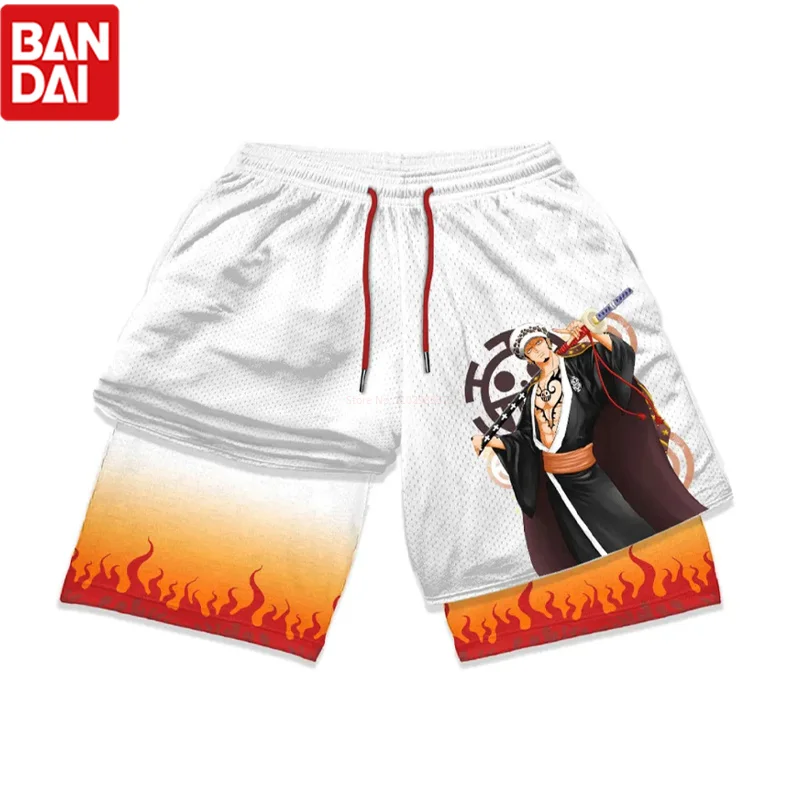 One Piece Anime Gym Shorts Men Women Summer Print Luffy Doflamingo Fitness Running Workout Mesh Quick Dry Sports Shorts Gift