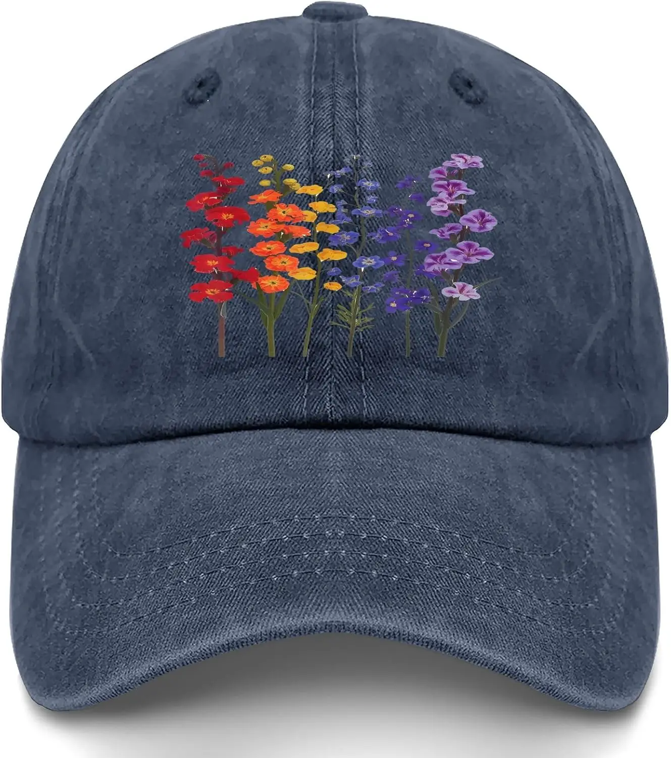 

Wildflower Floral Flowers Hat for Mens Vintage Washed Distressed Baseball Cap