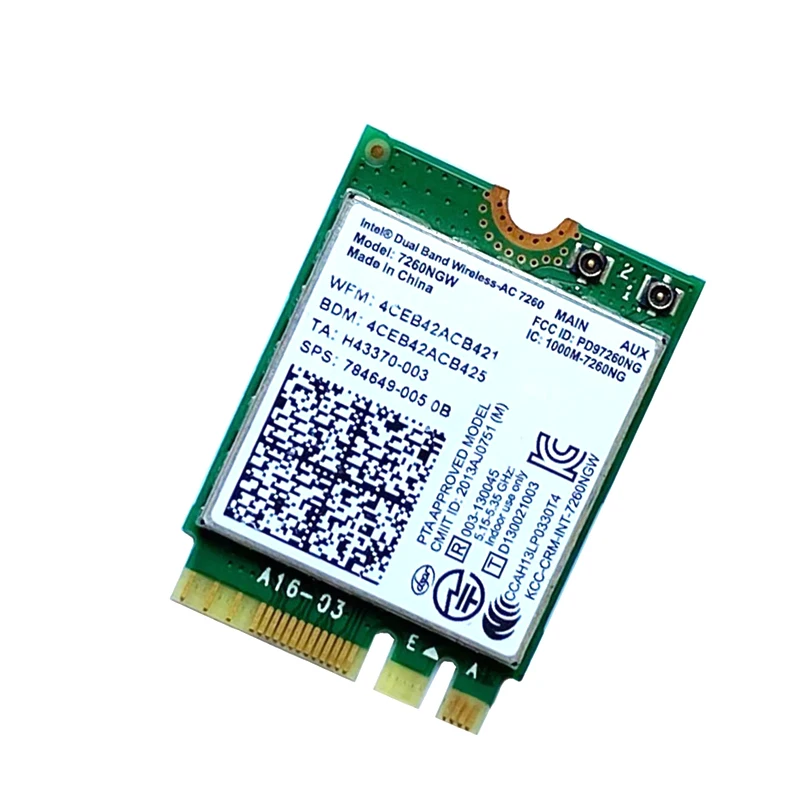 Carte réseau sans fil pour ordinateur portable Intel 4.0, Bluetooth 2.4, WiFi, NGFF M.2, dongle Wifi, stérilisation 11AC, bande de touristes, 7260G, 5G, 7260NGW