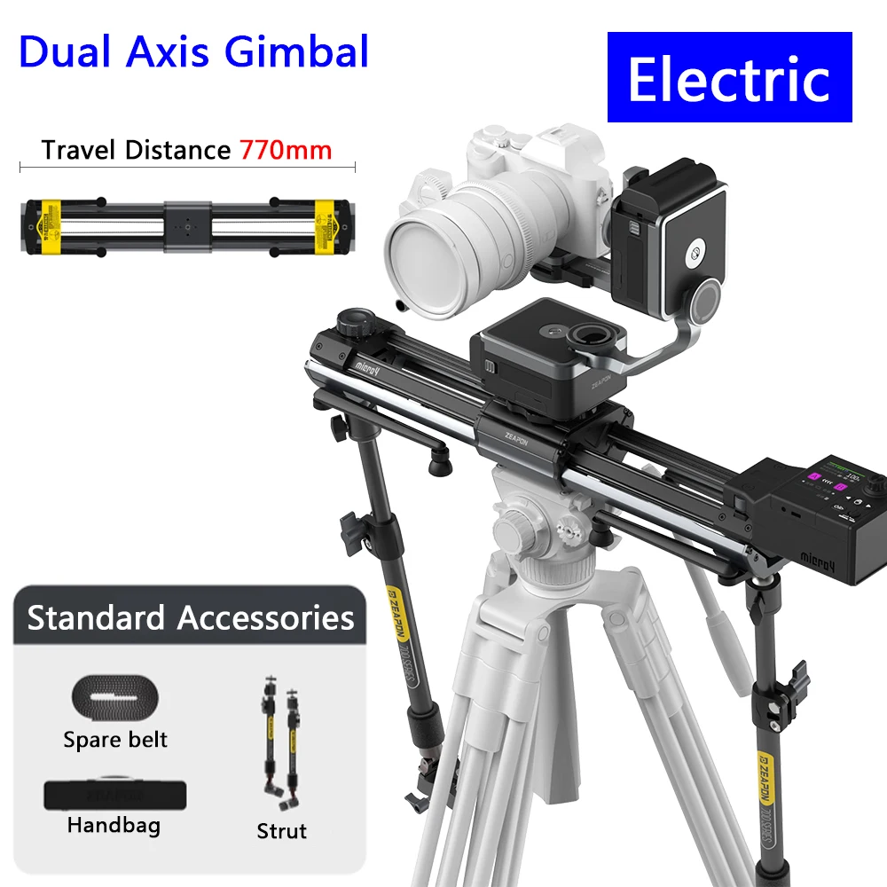 ZEAPON Micro 4 77CM Dual Axis Gimbal Camera Track Slider With Ultra Quite Brushless motor Electric Control Video Stabilizer Rail