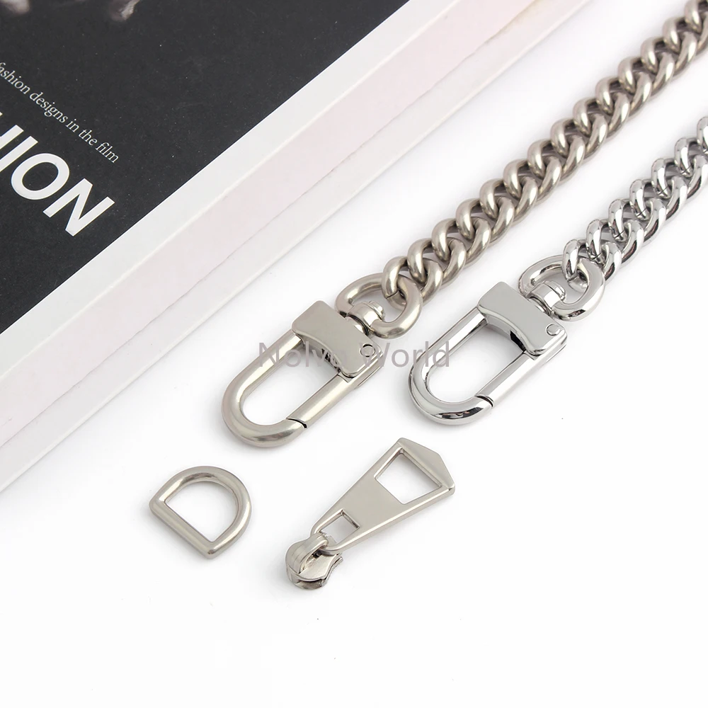 1/3/10Sets Silver Metal Carabiner Clips Hook Roller Buckle For Bags Chain Handbag Shoulder Puller Head D Ring Rivet Accessories