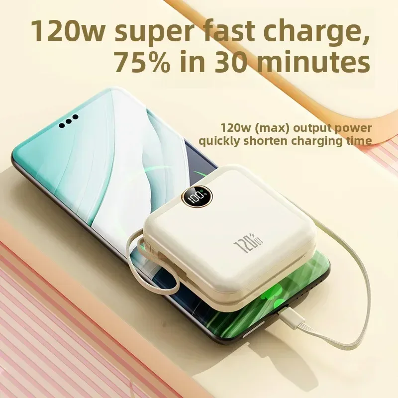 20000mAh PD20W سعة كبيرة جديدة تأتي مع سلك مزدوج شحن سريع للغاية بنك طاقة متنقل محمول مناسب لهاتف آيفون وشاومي