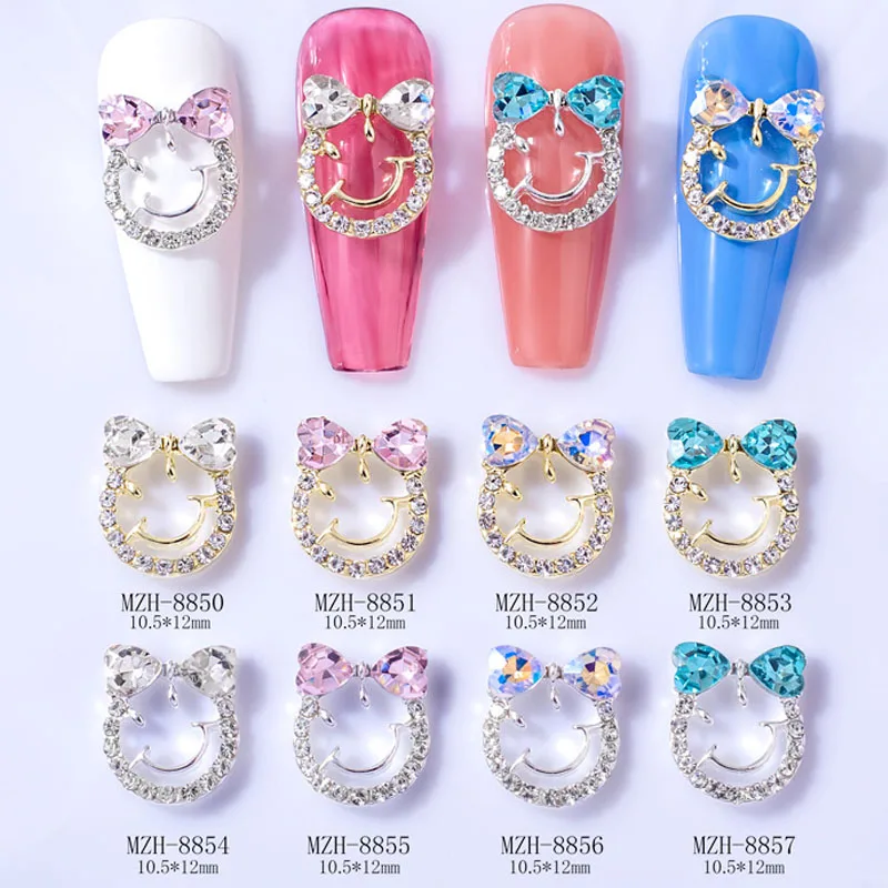 

10pcs/Lot Lovely Nail Art Rhinestone Gold Silver Alloy Nail Gems Crystal Decor Manicure Charms Women Nail Jewelry Parts Supplies