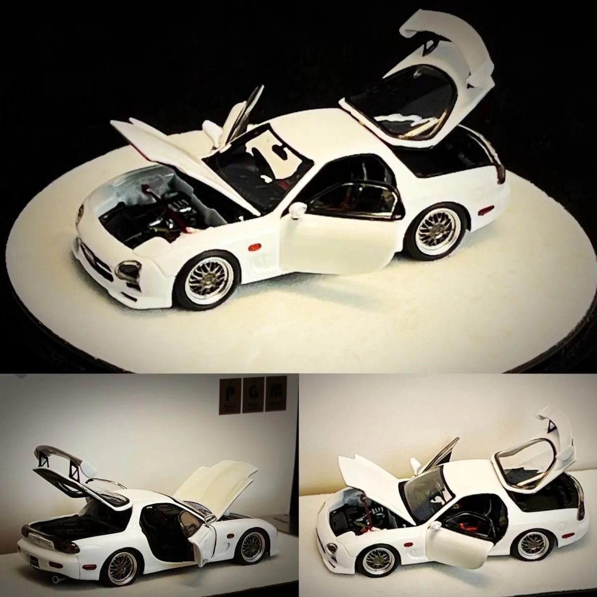 PGM 1:64 Mazda RX-7 White full-open alloy car model - in stock