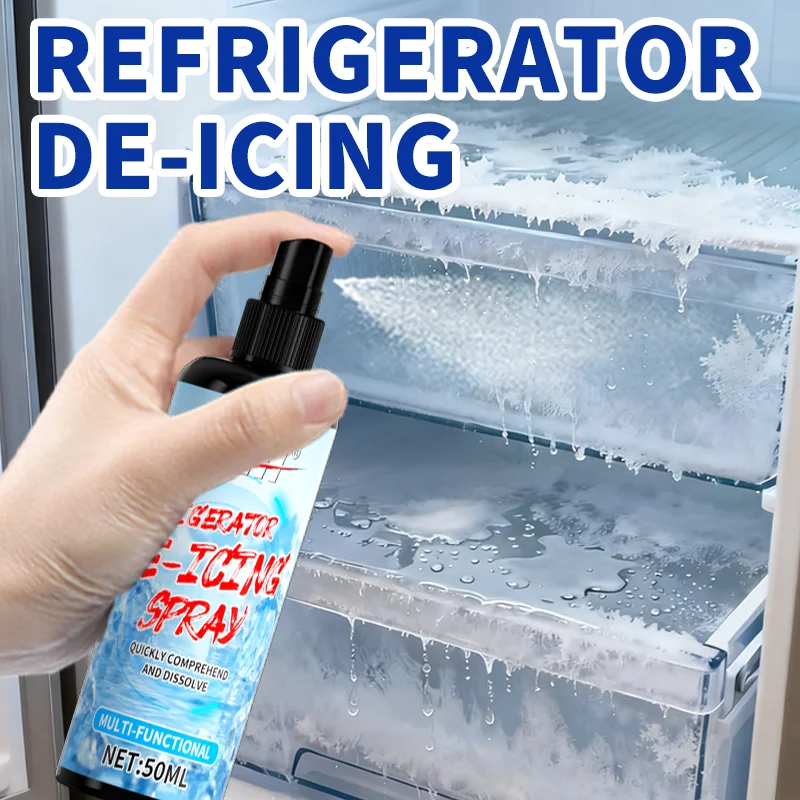 Spray descongelación multifuncional para refrigerador, 50 ml, removedor rápido de fusión de hielo, descongelación eficiente, ideal para automóviles y electrodomésticos