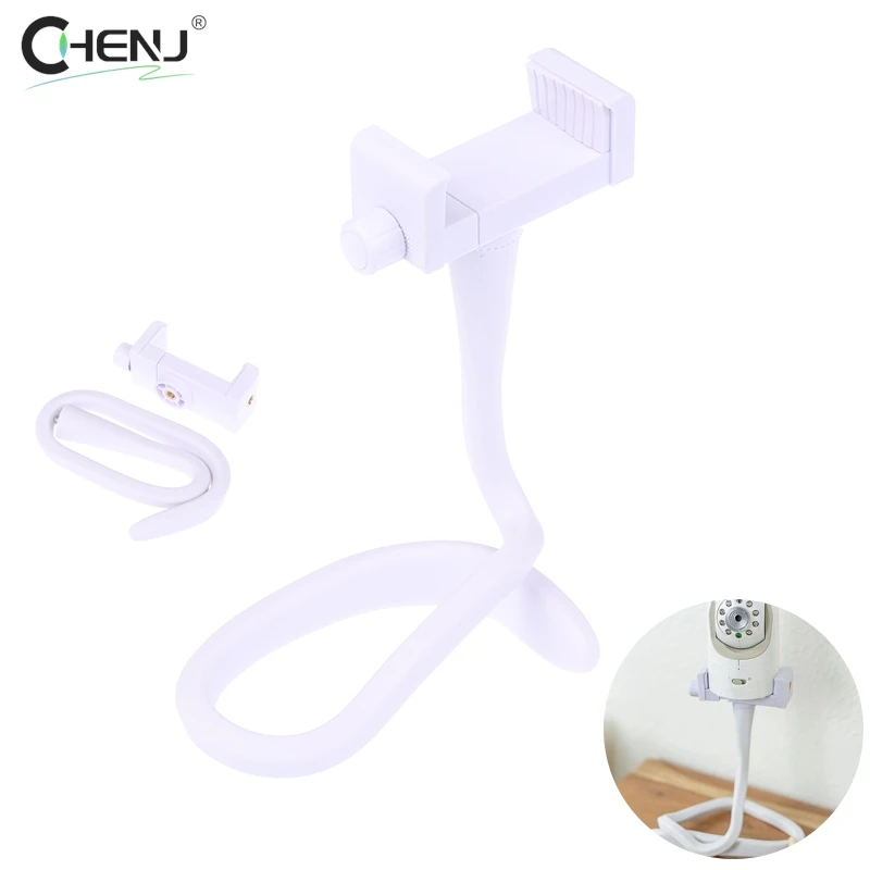 

Universal Baby Monitor Holder Longer White Flexible Silicon Baby Camera Stand, Ideal IP Camera Mount Hole-Free Crib Cradle Rod